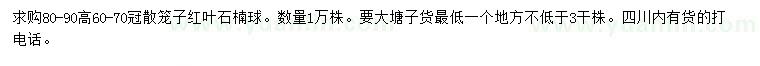 求購高80-90公分紅葉石楠球