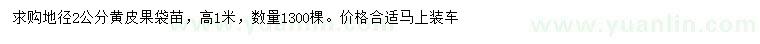 求購(gòu)地徑2公分黃皮果