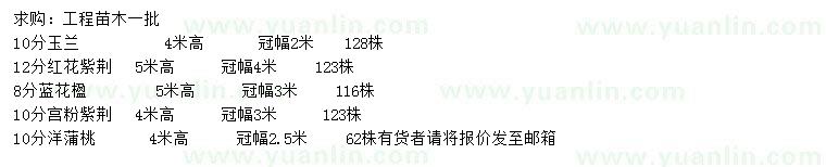 求購(gòu)玉蘭、紅花紫荊、藍(lán)花楹等