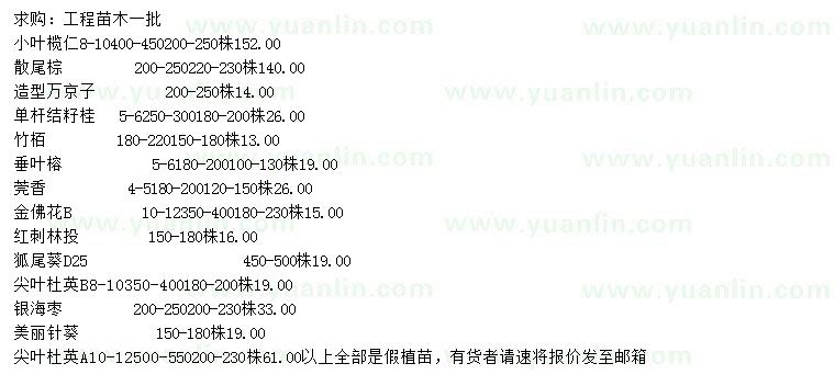 求購(gòu)小葉欖仁、散尾棕、造型萬(wàn)京子等