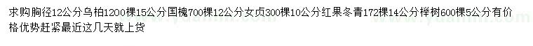 求購烏柏、國槐、女貞等