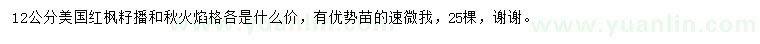 求購12公分美國紅楓
