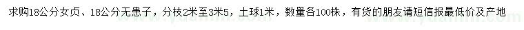 求購(gòu)18公分女貞、無(wú)患子