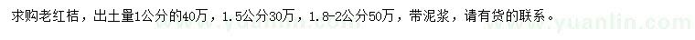 求購出土量1、1.5、1.8-2公分老紅桔