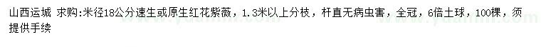 求購米徑18公分速生或原生紅花紫薇