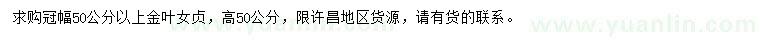 求購冠幅50公分以上金葉女貞