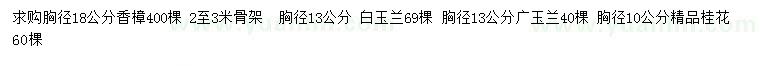 求購香樟、白玉蘭、廣玉蘭等