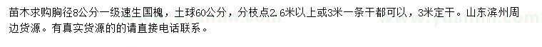 求購胸徑8公分速生國槐