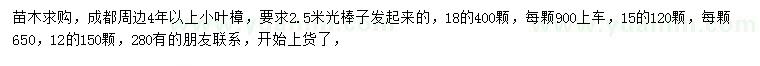 求購12、15、18公分小葉樟