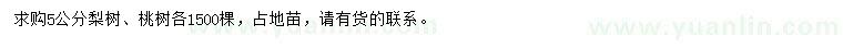 求購5公分梨樹、桃樹