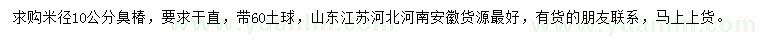 求購米徑10公分臭椿