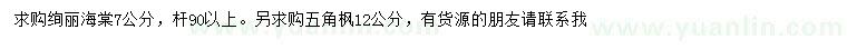 求購7公分絢麗海棠、12公分五角楓