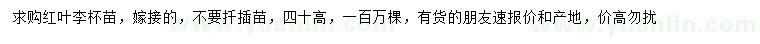 求購(gòu)高40公分紅葉李小苗