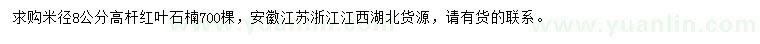 求購米徑8公分高桿紅葉石楠