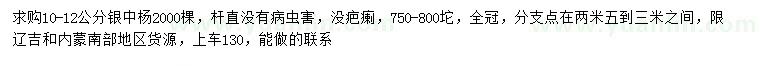 求購10-12公分銀中楊