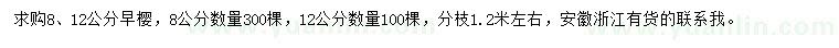 求購8、12公分早櫻