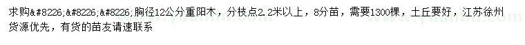 求購胸徑12公分重陽木