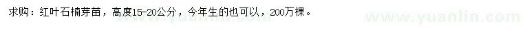 求購(gòu)高15-20公分紅葉石楠芽苗