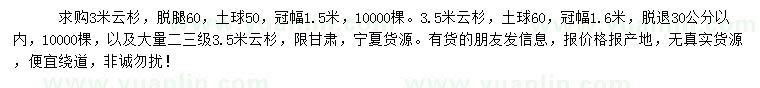 求購3、3.5米云杉