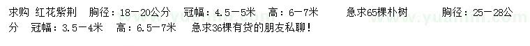 求購胸徑18-20公分紅花紫荊、25-28公分樸樹