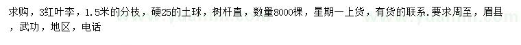 求購3公分紅葉李