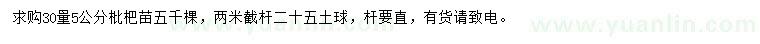 求購30量5公分枇杷苗