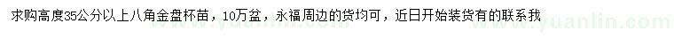 求購(gòu)高35公分以上八角金盤(pán)