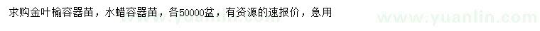 求購金葉榆、水蠟