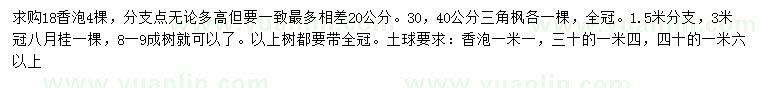求購(gòu)香泡、三角楓、八月桂