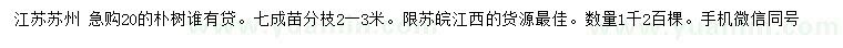 求購20公分樸樹