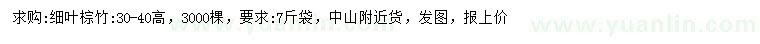 求購(gòu)高30-40公分細(xì)葉棕竹