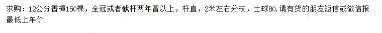 求購12公分香樟