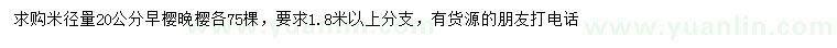 求購米徑20公分早櫻、晚櫻