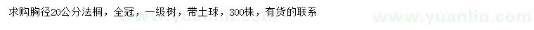 求購胸徑20公分法桐