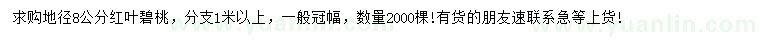 求購地徑8公分紅葉碧桃