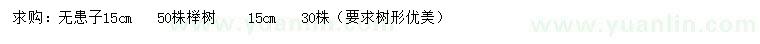 求購15公分無患子、櫸樹