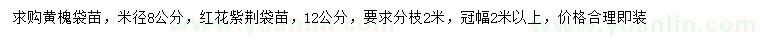 求購(gòu)米徑8公分黃槐袋苗、12公分紅花紫荊袋苗