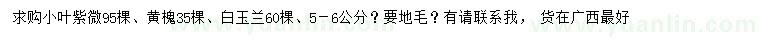 求購小葉紫薇、黃槐、白玉蘭