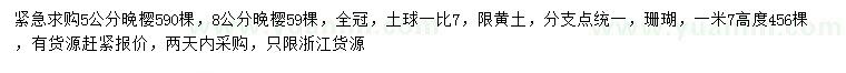 求購5、8公分晚櫻