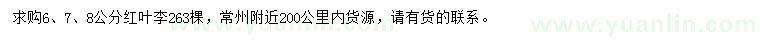 求購6、7、8公分紅葉李