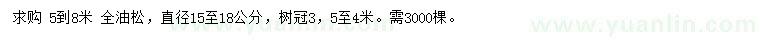 求購(gòu)直徑15-18公分油松