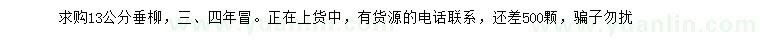 求購13公分垂柳
