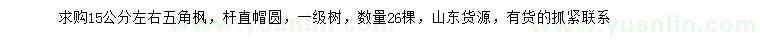 求購(gòu)15公分左右五角楓