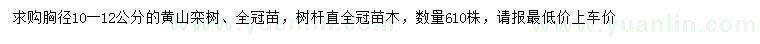 求購胸徑10-12公分黃山欒樹