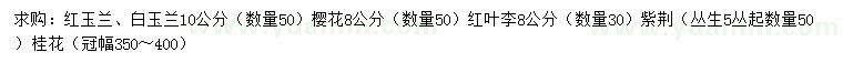 求購紅玉蘭、白玉蘭、櫻花等