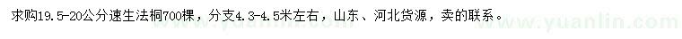 求購19.5-20公分速生法桐