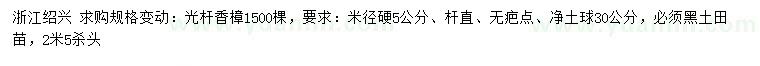 求購米徑硬5公分光桿香樟