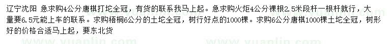求購糖槭、火炬、梧桐