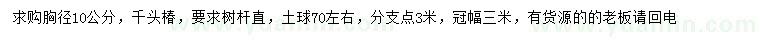 求購胸徑10公分千頭椿
