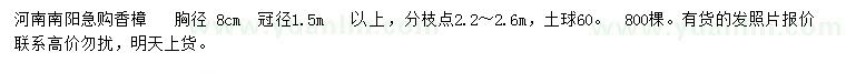 求購胸徑8公分香樟